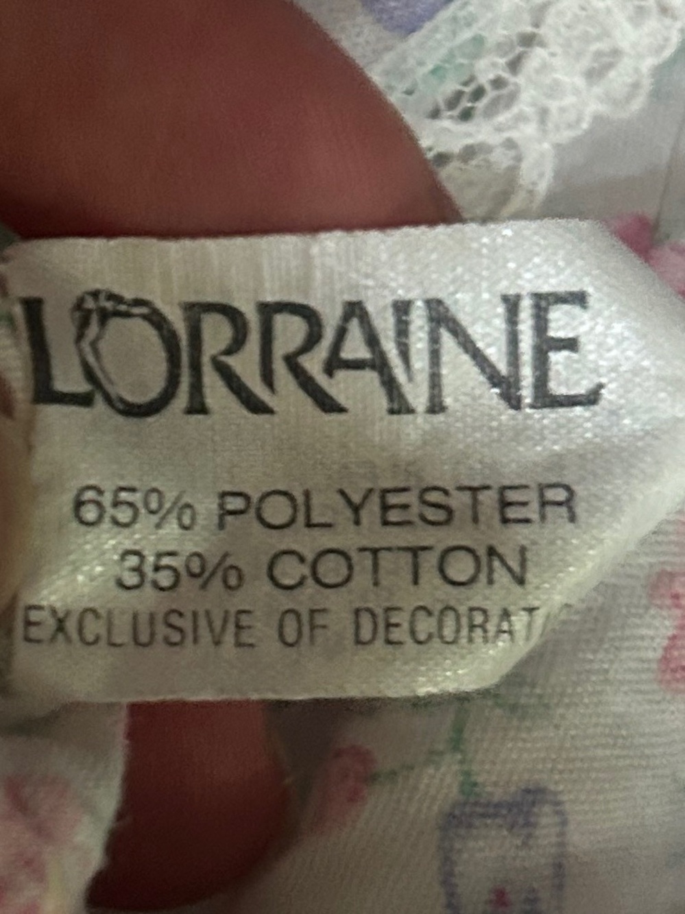 Vintage 90s Lorraine Floral Lace Ribbon Nightgown Cottagecore Dainty Prairie M - Picture 13 of 14